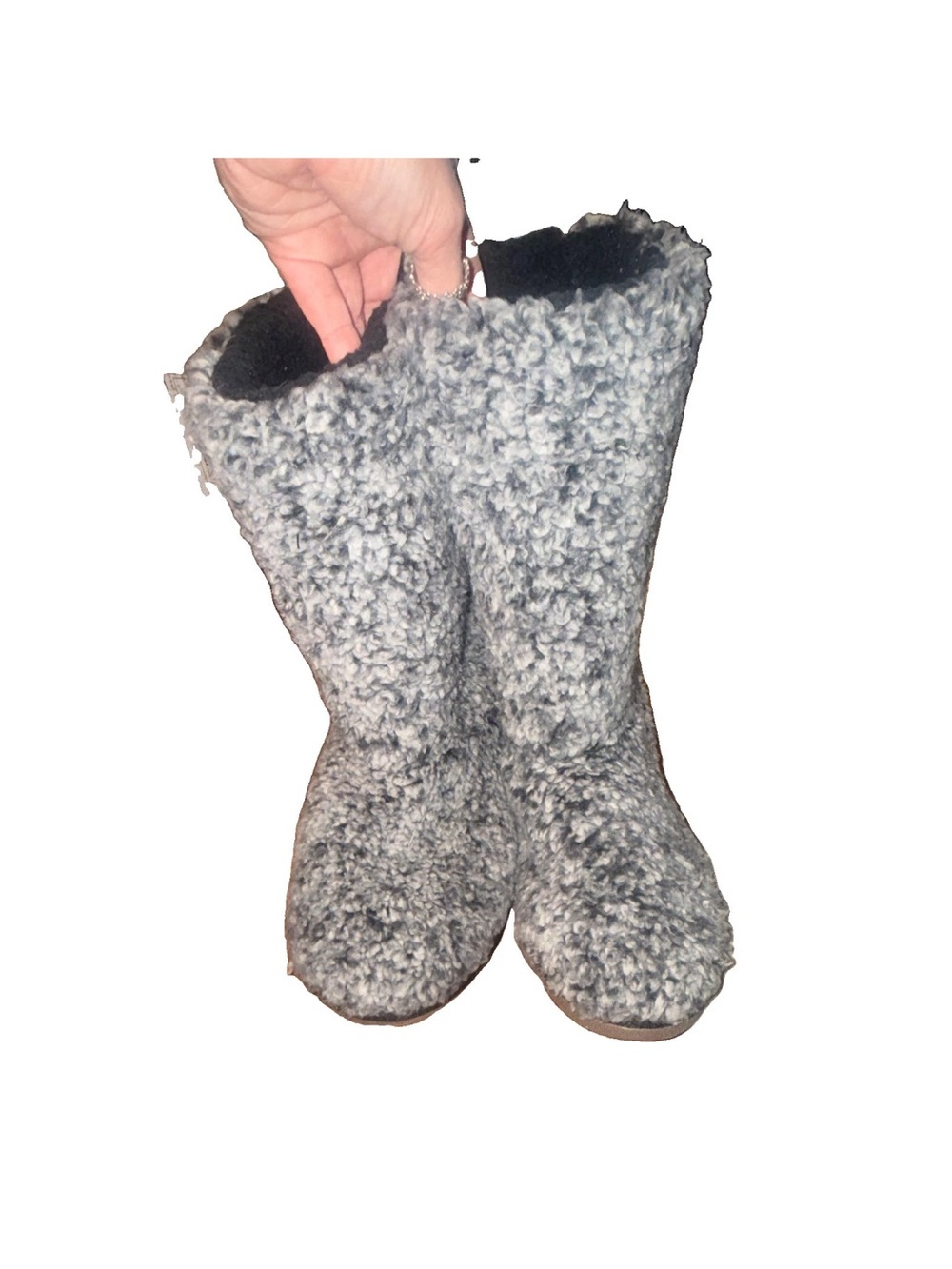 Gray Faux-Sherpa Women's Mid-Calf Booties
